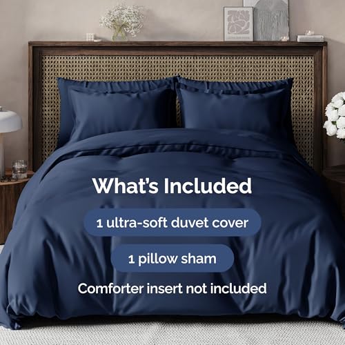 Navy Blue Duvet Cover Twin/Twin XL Size - Extra Soft Twin/Twin XL Size Duvet Cover - Lightweight, Comfy & Breathable - Easy Care with Zipper Closures & Ties - 68" x 90" Inches - Comforter Not Included CGK Unlimited