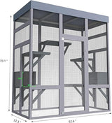 70" Large Catio Outdoor Cat Enclosure, Outdoor Cats Cage with Waterproof Cover,Wooden Walk in Cat Shelter Jumping Platforms & 2 Resting Box, UV Resistant MegaChoice