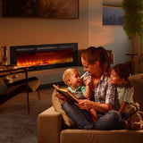 SLEKVERSA Electric Fireplace 40 Inch, Ultra-Thin Recessed and Wall Mounted Fireplace Heater, Linear Fire Place w/Thermostat, Remote & Touch Screen, Multicolor Flame, Timer, Logs & Crystal, 120V 1500W SLEKVERSA