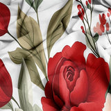White 3 Piece Duvet Cover Set, 1 Printed Zipper Closure Duvet Cover with 2 Pillow Shams, Ultra Soft Brushed Microfiber Single with Minimalist Floral Retro Generic