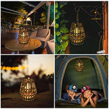 Hanging Solar Lantern Rattan Outdoor Lanterns for Patio Waterproof with Handle Large Bright Natural Bamboo Solar Table Lamp LED Lights Edison Bulb Design Decor for Wedding Yard Garden Farmhouse pearlstar