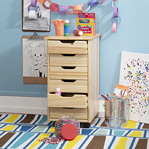Linon Home Decor Products Corinne Six Drawer Storage, Natural Rolling Cart Linon Home Decor Products