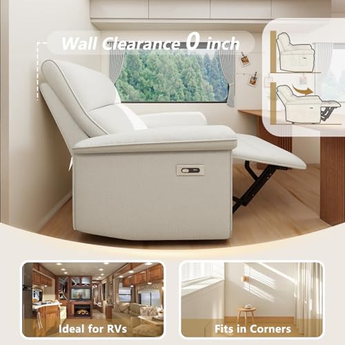 cinkehome Wall Hugger Power Recliners for Small Spaces, Electric RV Recliners with USB, Modern Recliner Chair for Living Room, Apartment