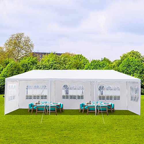 DOINUO White Party Tent 10'x30' Outdoor Wedding Canopy Tents for Parties with 5 Removable Sidewalls Waterproof Event Gazebo Shelter Tent Perfect for Birthday Wedding Graduation - WoodArtSupply