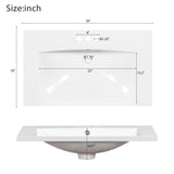 Merax 30" Bathroom Vanity with Sink, Freestanding Single Sink Modern Bathroom Vanity Storage Cabinet with 2 Doors & 3 Drawers, Elegant Herringbone Design Merax