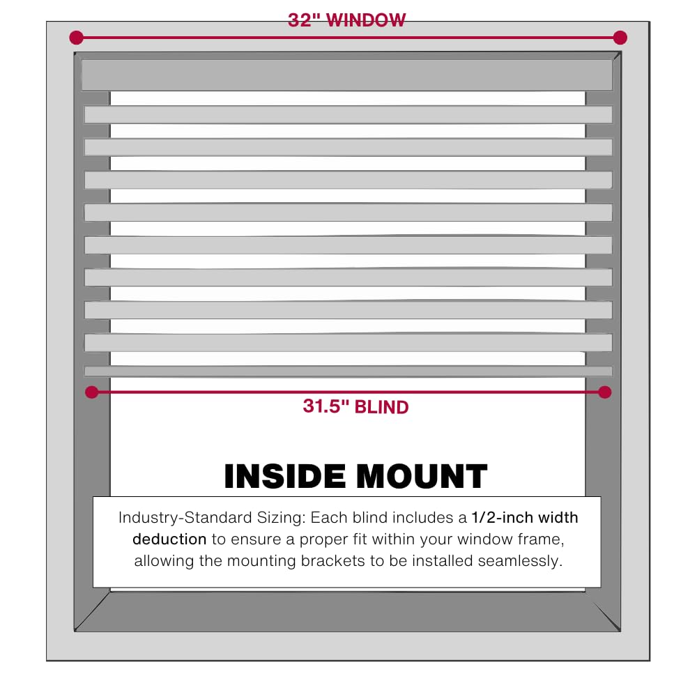 Lotus & Windoware Cordless, 2 Inch Faux Wood Blind, 32" Wide x 60" Long, Window Blinds, Blinds & Shades, Blinds for Indoor Windows, Smooth, Bright White - 32" x 60",Bright White LOTUS & WINDOWARE