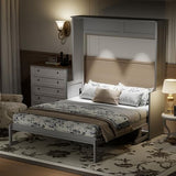 Merax Full Size Murphy Bed with Sofa Chair, Can be Folded Wall Bed with Storage Shelves and Light for Guest Room,Living Room and Bedroom Merax