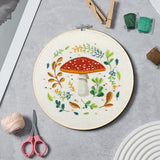 Bonroy 4 Sets Embroidery Kit for Beginners with Instructions,Cross Stitch Kits for Adults with Pattern,Needlepoint Kits for Adult Include Embroidery Cloth Hoops Needles Threads(Mushroom)