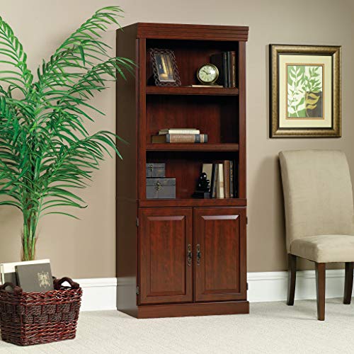 Sauder Heritage Hill Library with Doors/Book shelf, L: 29.80" x W: 12.99" x H: 71.26", Classic Cherry finish - WoodArtSupply