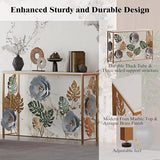 FormaCraft Vintage Console Table with Metal Flower Design, 47" Modern Faux Marble Entryway Table, Narrow Gold Sofa Table for Living Room, Hallway, Bedroom FormaCraft