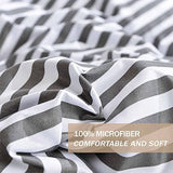 Nanko King Size Comforter Set, Grey and White Striped Print Pattern Soft Reversible Down Alternative Quilted Duvet Insert Bed Sets, Bedding Sets in a Bag for Women Men Teen, 104x90 3 Pcs Gray Stripe Nanko