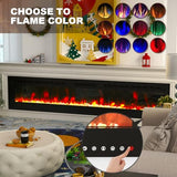 ROCSUMOO Smart Electric Fireplace - 80 Inch Electric Fireplace Inserts, Wall Mount or in-Wall Recessed Fireplace Heater, Electric Fire Place W/12H Timer, Flame Colors and Brightness (80 Inch, WiFi) ROCSUMOO