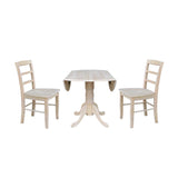 International Concepts 42" Dual Drop Leaf 2 Madrid Chairs Dining Table, Unfinished IC International Concepts