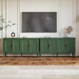 RoyalCraft Modern Buffet Sideboard Set of 2, 58'' Mid Century Modern Console Table, Media Credenza Cabinet with 4 Doors, Accent Cabinet for Entryway, Living Room, Forest Green RoyalCraft