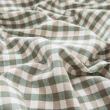 mixinni Green Gingham Comforter Set Queen, Plaid Comforter Set 3 Pieces 1 Green Grid Comfoter with 2 Pillow Cases for All Seasons, Soft Fluffy Modern Grid Pattern Printed Bedding-Queen Size mixinni