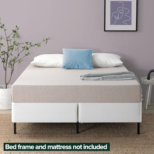 ZINUS 9 Inch Box Spring with Cover, No Assembly Mattress Foundation, Sturdy Metal Structure, Split Queen, White Zinus