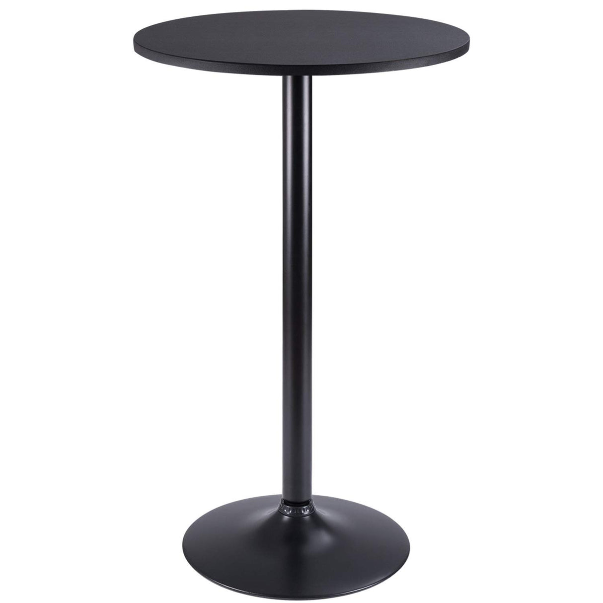 Furmax Bistro Pub Table Round Bar Height Cocktail Table Metal Base MDF Top Obsidian Table with Black Leg 23.8-Inch Top, 39.5-Inch Height (Black) Furmax