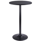 Furmax Bistro Pub Table Round Bar Height Cocktail Table Metal Base MDF Top Obsidian Table with Black Leg 23.8-Inch Top, 39.5-Inch Height (Black) Furmax