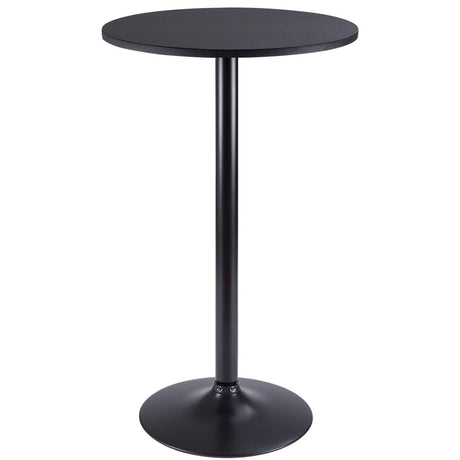 Furmax Bistro Pub Table Round Bar Height Cocktail Table Metal Base MDF Top Obsidian Table with Black Leg 23.8-Inch Top, 39.5-Inch Height (Black) Furmax