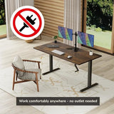 Mount-It! Hand Crank Standing Desk with 55" One-Piece Oak Pattern Tabletop | Manual Adjustable Desk, Smooth Hand Crank Sit-Stand, One-Piece Seamless Surface, 132 lb, Black Frame Mount-It!