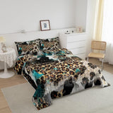Leopard Print Kids Comforter Set King Size,Boys Girls Adults Bedroom Decor,Black White Cow Fur Texture Down Comforter,Abstract Animals Skin Bedding Set,Rustic Farmhouse Duvet Insert,2 Pillowcases Homewish