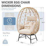 SWITTE Wicker Egg Chair Outdoor, Oversized Patio Lounge Chairs with Cushion for Indoor Living Room, Bedroom, Outside Backyard Balcony-Beige SWITTE