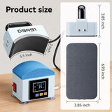 D9A91 2 in 1 Heat Press Machine, Hat Press Machine.for Caps, T-Shirt & More, Curved Heating Plate and Silicone Base,Heat Up Fast and Even,No Crease,LCD Digital Temperature &Timer Control-Light Blue D9A91