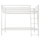 SHA CERLIN Loft Bunk Bed Twin Over Twin Size with Ladder and Guardrail,Heavy Duty Metal Slats Support No Box Spring Needed Small Space Saving Furniture for Bedroom Dorm,White SHA CERLIN