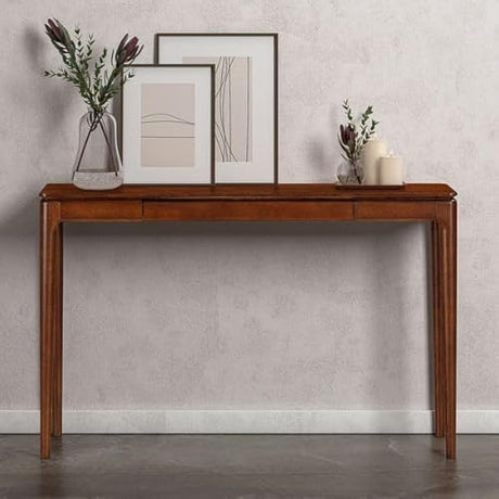 NTC Mingle 47-Inch Console Table, Modern Solid Wood Entryway Table with Hidden Drawer, Waterproof & Heat Resistant, Narrow Table for Hallway, Living Room & Foyer, Dark Walnut NTC