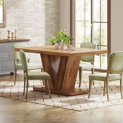 Tribesigns 47-Inch Dining Table for 4, Walnut Brown Kitchen Dinner Table with Heavy Duty Pedestal, Farmhouse Wooden Eating Table for Home, Dining Room, Small Space Tribesigns