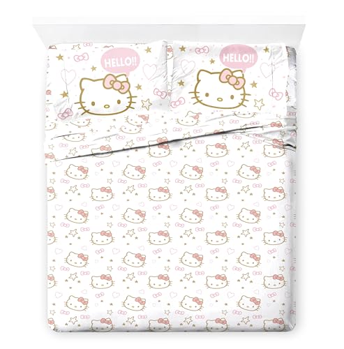 Jay Franco Hello Kitty Full Comforter Set - 7 Piece Bedding Includes Sheet Set & Pillow Covers - Super Soft Pink Bedding Jay Franco