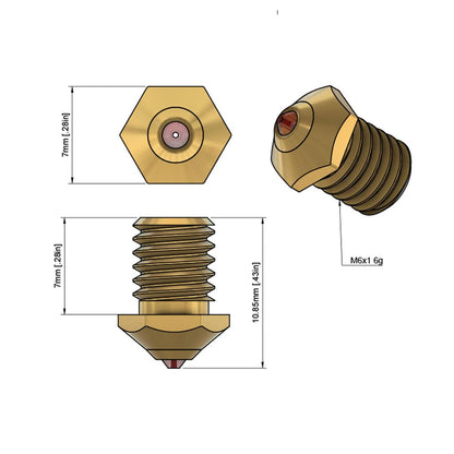 DUROZZLE Ruby Tip 3D Printer Nozzles, Hardened & Abrasion Resistant for Bambu Lab P1P / P1S / X1 / X1C Upgraded Hotend High Speed 3D Printing (Bambu Lab, 0.4mm)