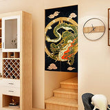 LIGICKY Japanese Noren Curtain Japanese Style Doorway Curtain Panel Traditional Chinese Dragon Flying on the Cloud Printed Door Tapestry Room Divider Curtains for Kitchen Sushi, 33.5" Width x 59" Long LIGICKY