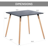 31.5 Inch Square Dining Table for 2-4 People, Modern Functional Table with Wooden Legs for Home Office Kitchen Dining Room Patio Small Spaces, Black FurnitureR
