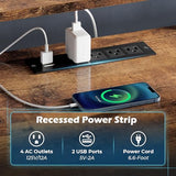 SUPERJARE L Shaped Gaming Desk with Power Outlets & LED Lights, 66 Inch Computer Desk with Monitor Stand & Storage Shelf, Home Office Desk Corner Desk with Hooks, Rustic Brown SUPERJARE