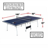 Folding Rolling Table Tennis Table Indoor Ping Pong Table with 2 Paddles 2 Balls 1 Net and Post Set Fold-Up Design 4 Wheels for Easy Movement Perfect Christmas New Year Holiday Season Gifts Generic