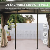 Domi 12x16FT Lean to Gazebo, Aluminum Wall Mounted Gazebo with Sloping Galvanized Steel Roof, Curtains and Netting, Outdoor Hardtop Gazebo Pergola for Patio, Deck, Garden, Backyard domi outdoor living