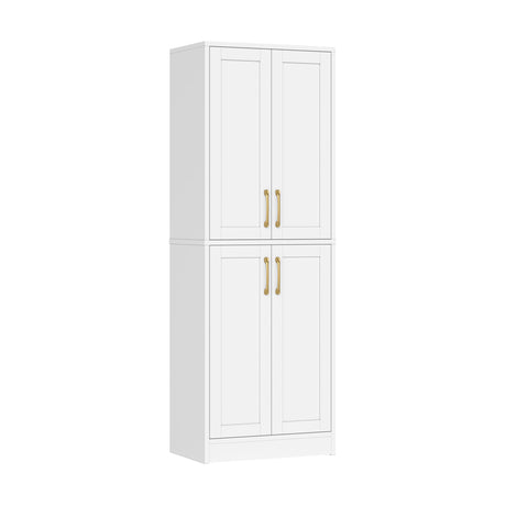Homzbesy Pantry - Kitchen Pantry Cabinet with 4 Doors and Adjustable Shelves, Tall White Cabinet Freestanding Storage Cupboard for Dining Room Living Room, Laundry, Bathroom Homzbesy