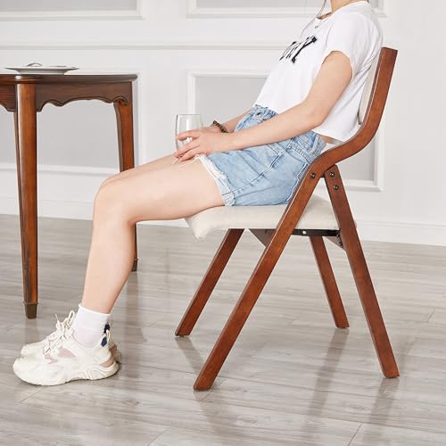 Ball & Cast Upholstered Set of 2, Kitchen Dining w/Solid Wood Frame, Portable Activity Chair, Easy Folding, Carry & Storage, Taupe & Walnut, 18" Seat Height Ball & Cast