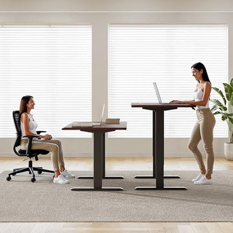 Onbrill Standing Desk, 47x23.6 Inches Whole-Piece Board Rectangle Stand Up Desk with Solid Wood Desktop and Memory Controller, Adjustable Height from 28-46 Inches for Home & Office, Black Walnut ONBRILL