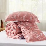Bedsure Queen Comforter Set - Grayish Pink Bed Set, 3 Pieces Cute Floral Bedding, 1 Soft Reversible Botanical Flowers Comforter and 2 Pillow Shams Bedsure