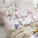 Pink Floral Fitted Sheet Cotton Flower Print Bedding Sheet Queen Cooling Soft Kids Girls Fitted Sheet Deep Pocket Single Bed Sheet Lightweight Cotton Floral Bedding Mattress Cover (NO Pillowcases) LifeTB