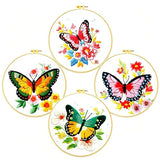 Zhenqing Butterfly Embroidery Kit 11.4x11.4 Inch - Complete Embroidery Set with Fabric, Threads, Needles & Hoop - Beginner-Friendly DIY Craft Kit for Adults (C0040)