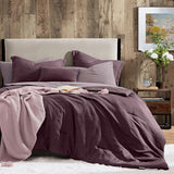 Geniospin Purple Queen Comforter Set - 7 Pieces Egglant Comforter Queen Size, Solid Bedding Set for All Season, Textured Bed in a Bag with Sheets Geniospin