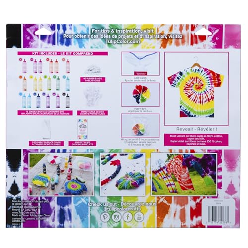 Tulip One-Step Tie-Dye Kit Party Supplies, 18 Bottles Tie Dye, Rainbow, 1 Count (Pack of 1) Tulip