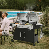 Royal Gourmet ZH3002N Propane Gas and Charcoal Grill Combo, Dual Fuel BBQ Grill with 2 Side Shelves for Outdoor Patio Garden Backyard Barbecue, 20,000 BTUs, Silver & Black Royal Gourmet
