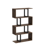 YITAHOME 5-Tier Bookshelf, S-Shaped Z-Shelf Bookshelves and Bookcase, Industrial Freestanding Multifunctional Decorative Storage Shelving for Living Room Home Office, Retro Brown YITAHOME
