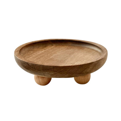 Vaveren Small Wooden Riser Wooden Pedestal for Display Tray Display Riser for Entry Table Farmhouse Kitchen Tabletop Centerpieces , Round 12.9x4cm