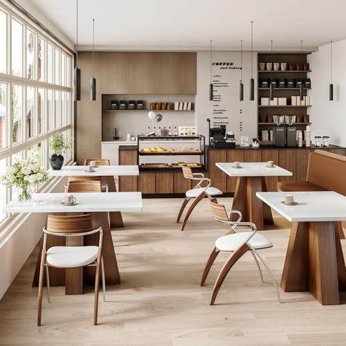 LITTLE TREE 47-Inch Kitchen Dining Table for 4-6,White Rectangular Dining Table with Walnut Wood Base, Modern Wooden Eating Table for Kitchen, Dining Room, Small Space, Home Office LITTLE TREE