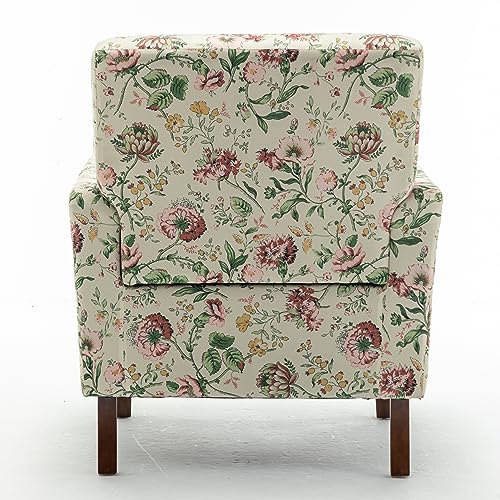 Container Furniture Direct Contemporary Accent Arm Chair with Birch Wood Frame and Velvet Upholstery, Armchair for Office and Living Room Decor, Removable Cushions, 04 Printed Fabric Container Furniture Direct